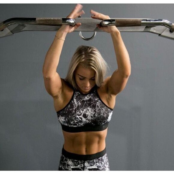 FITWEAR FASHION - NWT L Sz 12 “Grace” Crop Top w/Zippered Back/Marble/Black Trim - Picture 11 of 16